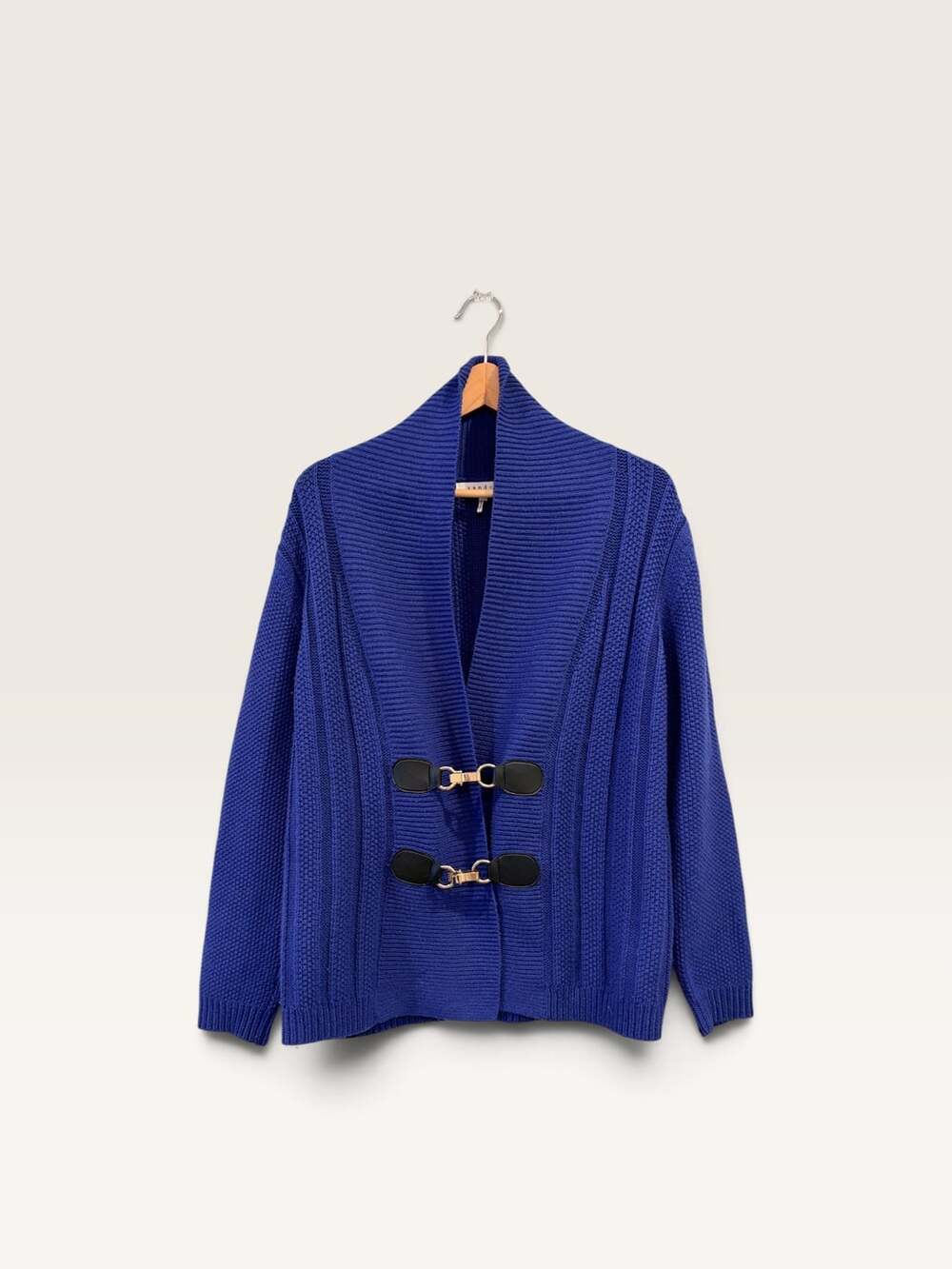 Sandro Blue Cardigan Size 2 Buckle Wool Blend